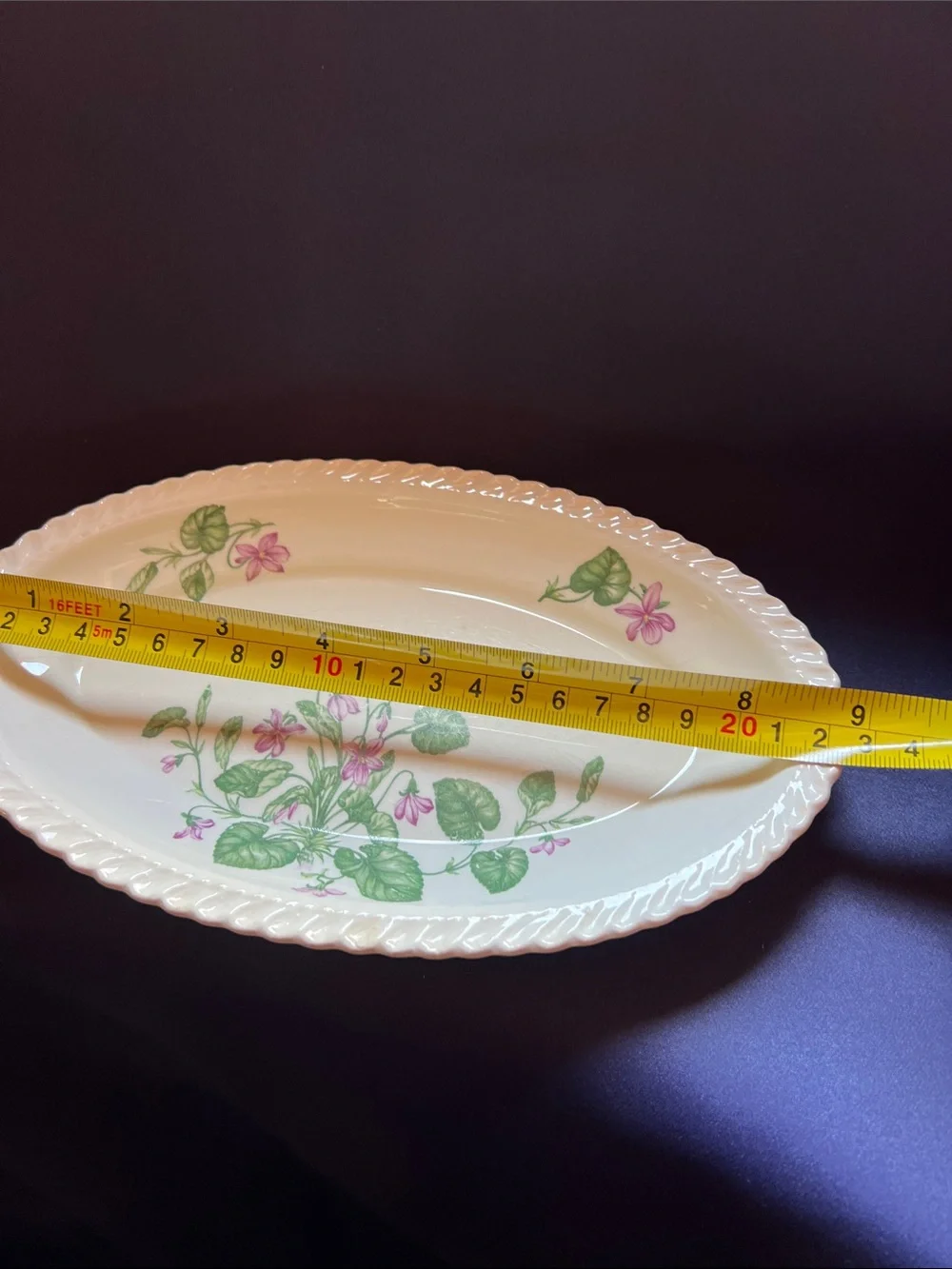 Royal Gadroon Platter Violet Flowers Vintage Harker Pottery - Picture 7 of 8